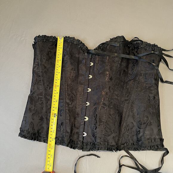 Victorian Gothic Corset Top Size 3XL Black Brocade Lace-Up Bustier Steampunk - Picture 4 of 5